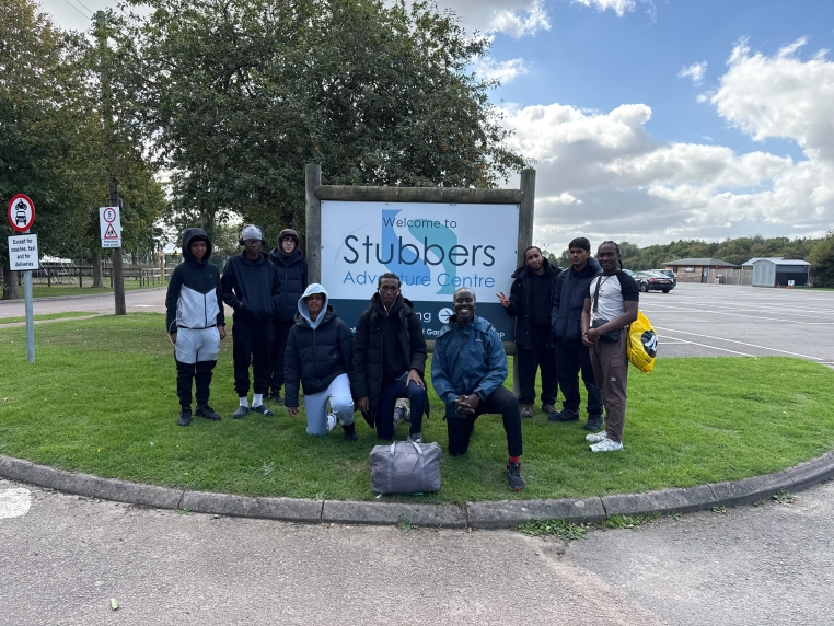 Young people in front of Stubbers campsite for Duke of Edinburgh Expedition