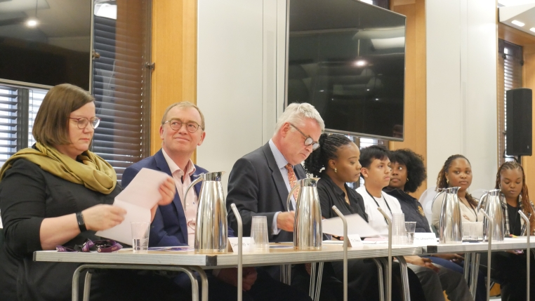 MPs sitting alonside We Belong's Panel of Young Speakers