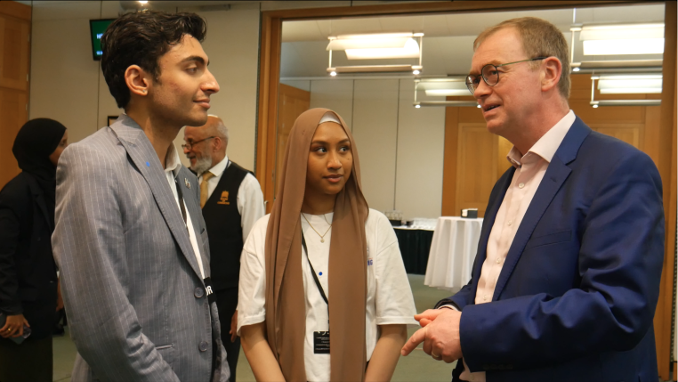 Young people speaking to Tim Farron MP